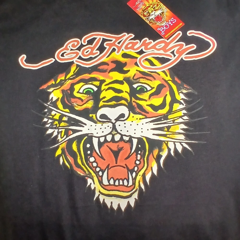 Ed Hardy Kids Tiger Graphic Tee – Size 19/20 (Jet Black) 100% Cotton - Picture 2 of 10